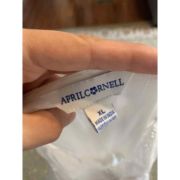 April Cornell Liberty White Cotton Puff Sleeve Lace Tiered Midi Dress, size XL - Picture 5 of 7